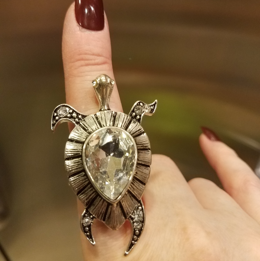Rhinestone Tortoise Ring